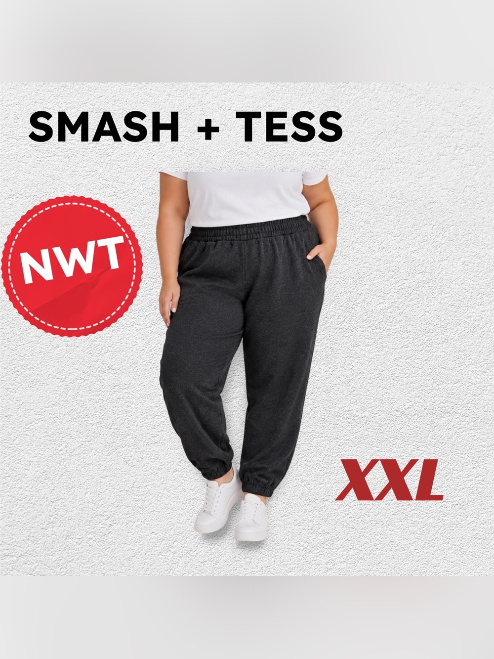 🇨🇦🆕NWT Smash + Tess |XXL| Cozy Heather charcoal Arin Sweatfleece jogger pants